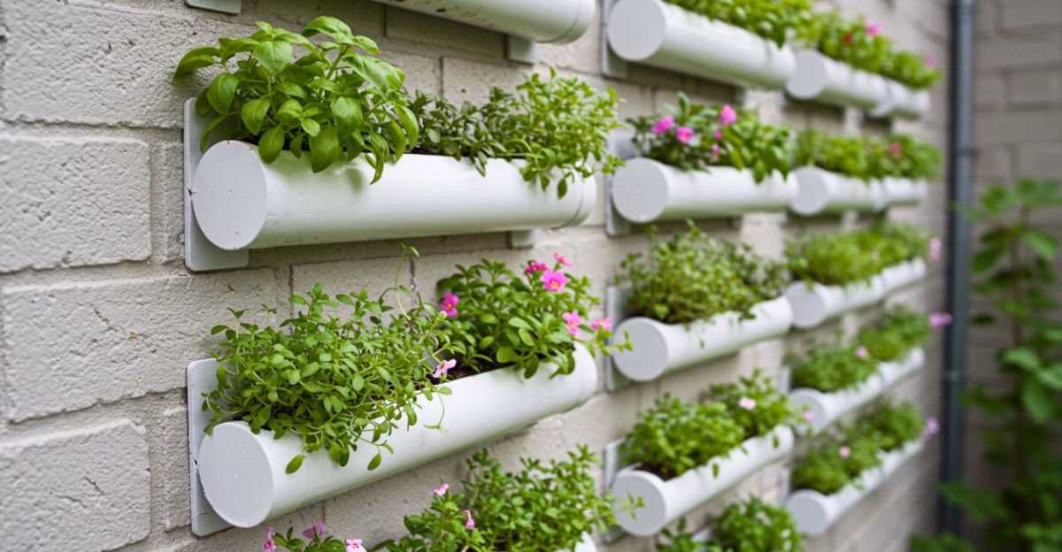 Jardim Vertical Suspenso em Canos de PVC - detalhe