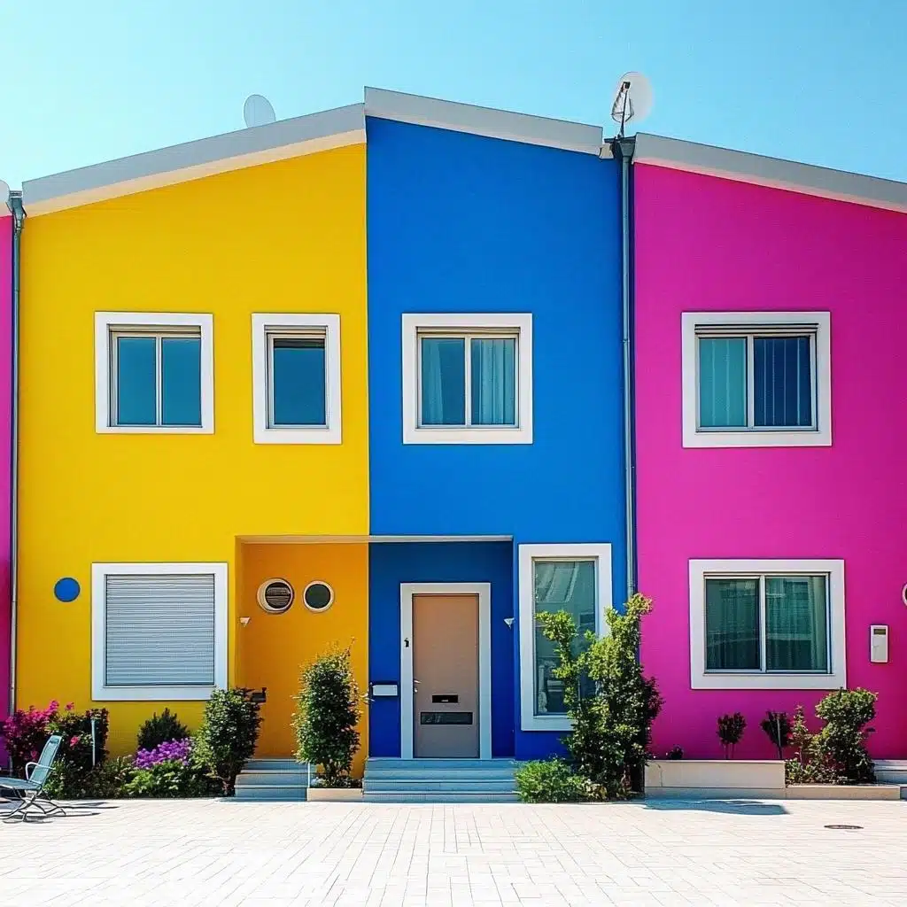 Modernidade Urbana: Cores Sólidas e Formas Geométricas - ideia