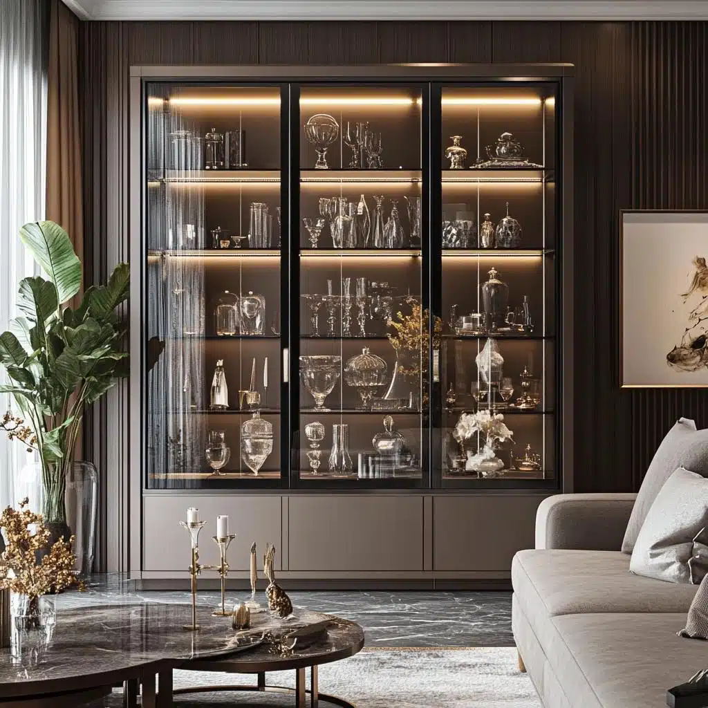 Cristaleira Assimétrica com Nichos Vazados: Design Inovador - ideia