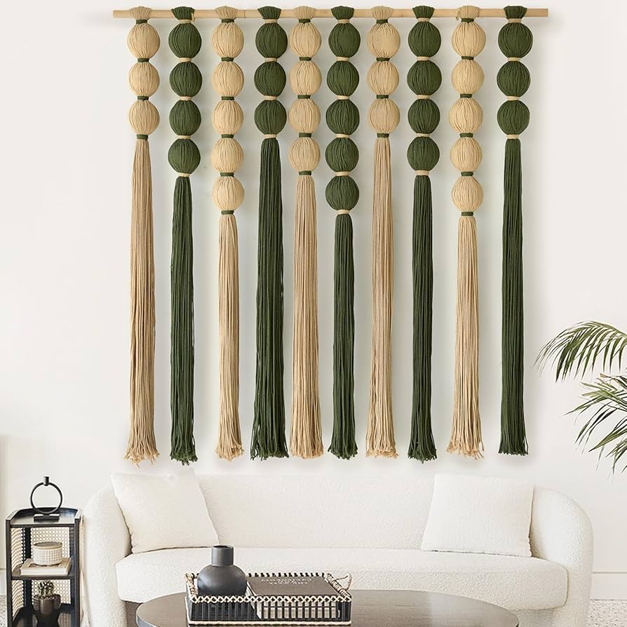 Macramê Suspenso: Arte Têxtil que Transforma Paredes - detalhe