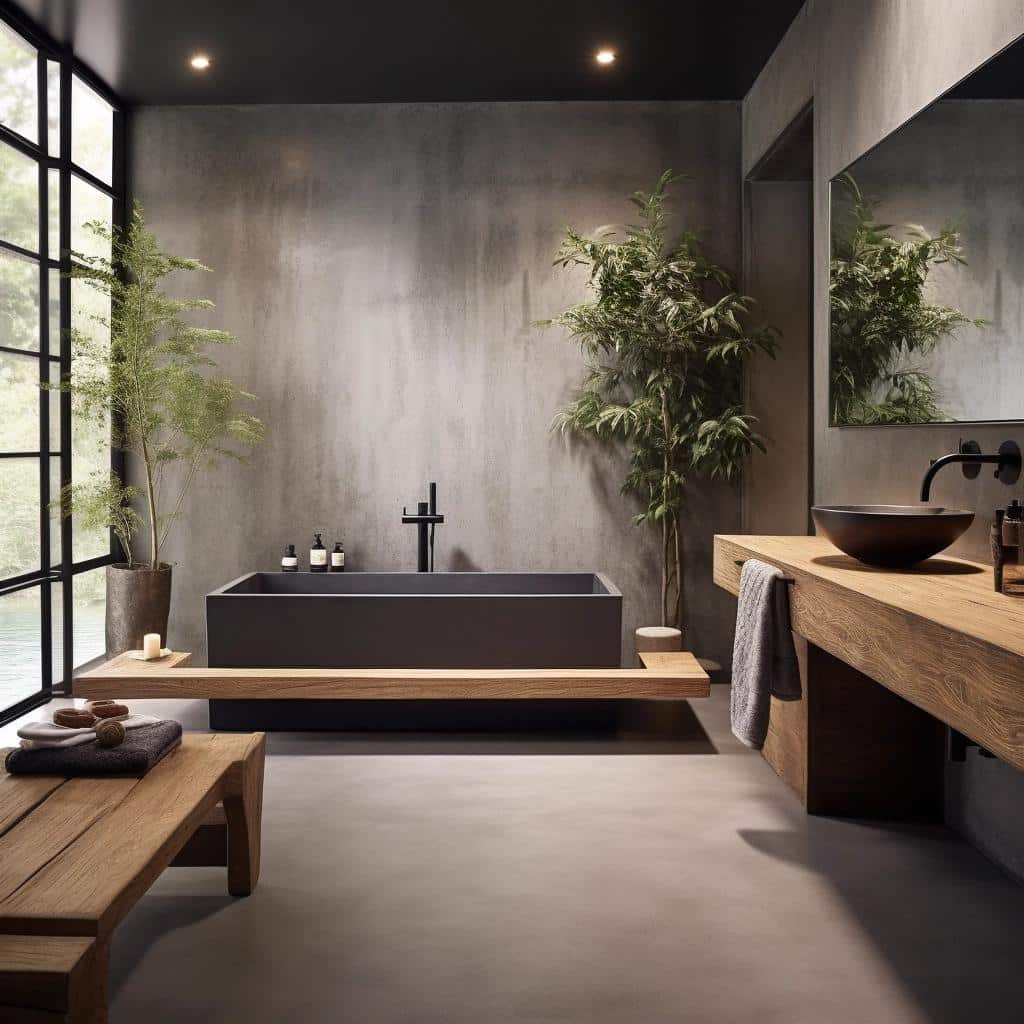 Aconchego Rústico: Cimento Queimado, Madeira e Texturas Naturais - detalhe