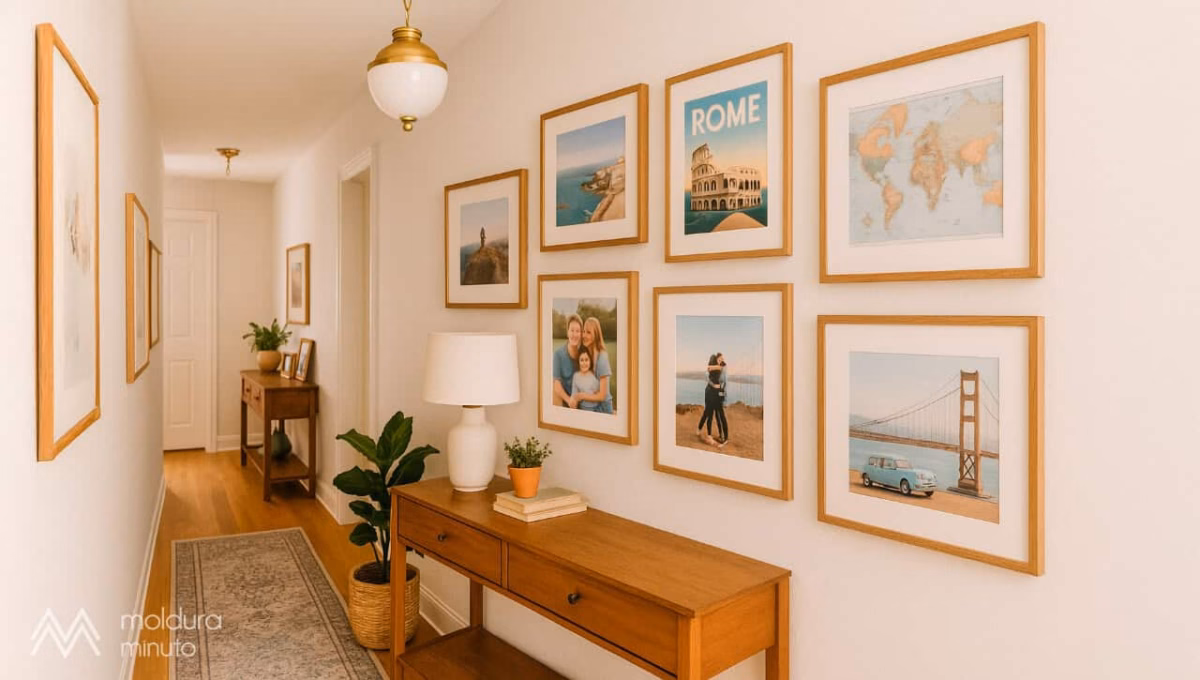 Memórias à Vista: Corredor Decorado com Fotos de Família - detalhe