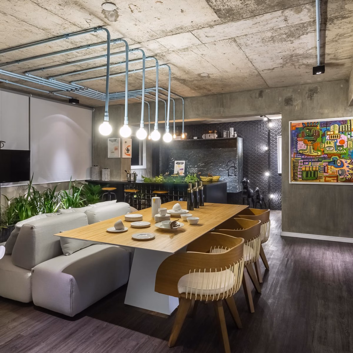 Eletroduto Aparente Colorido: Alegria e Personalidade nas Alturas - ideia