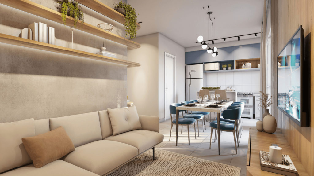 Minimalismo Vibrante: Cores Primárias Pontuais em um Espaço Clean - ideia