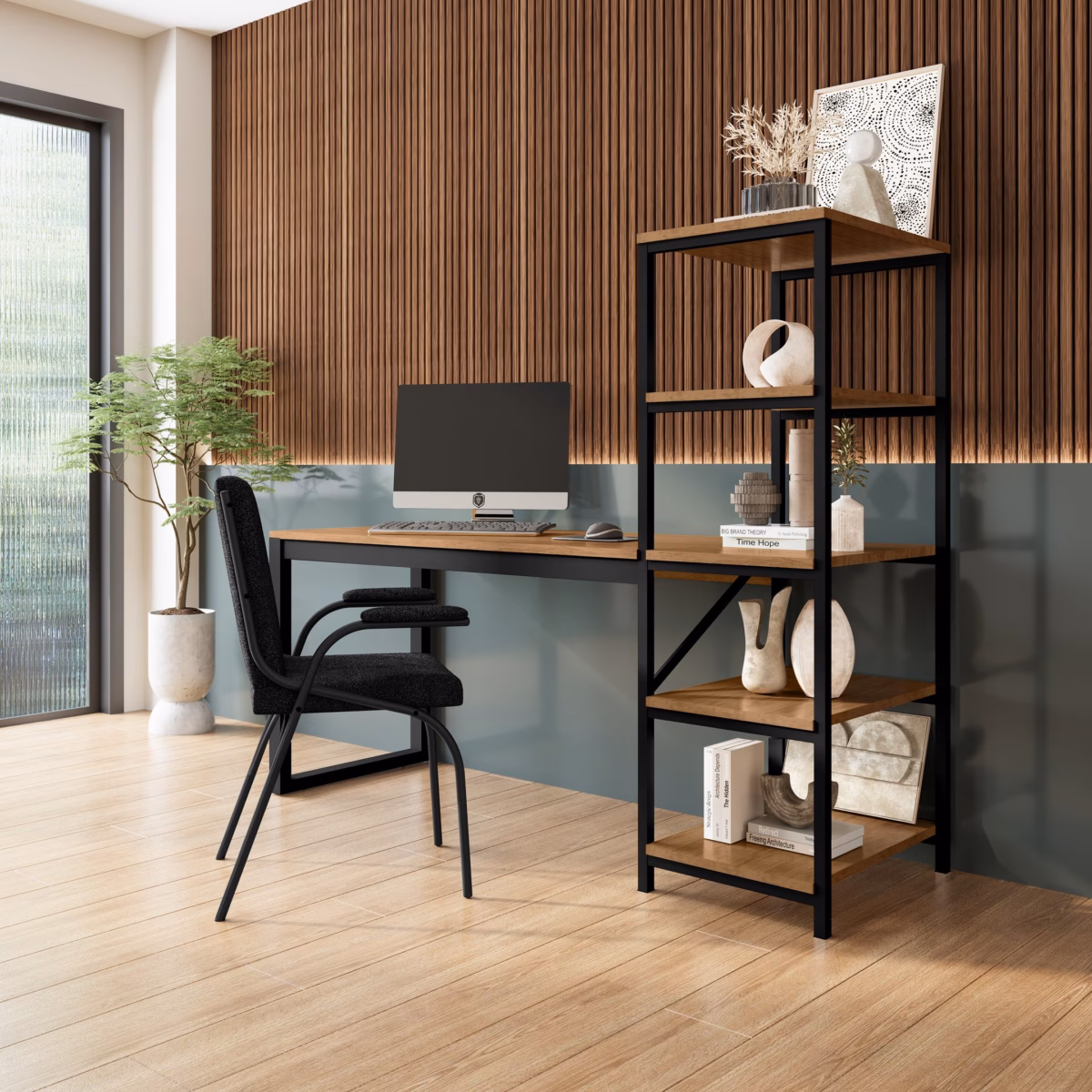 Escrivaninha Industrial: O Charme do Metal e da Madeira no Seu Home Office - ideia
