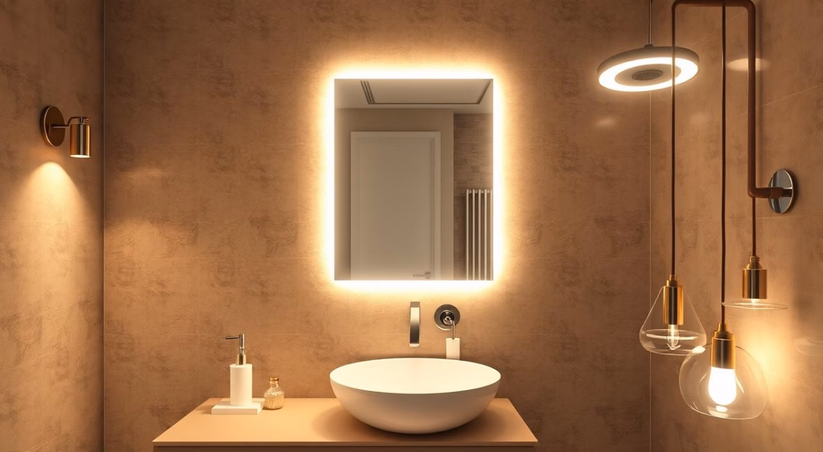 Bancada Radiante: Espelho com LED Integrado e Luz Quente para um Glow Natural - detalhe