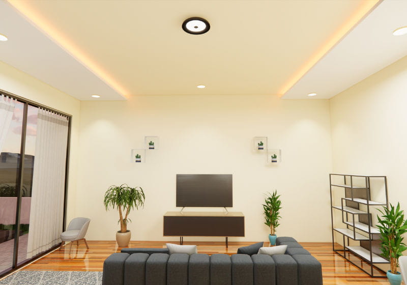 Minimalismo Radiante: Perfis de LED Embutidos para uma Sala Clean e Moderna - detalhe