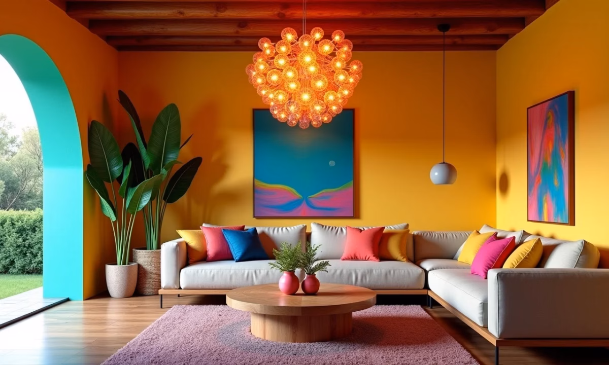 Luminária Pendente de Tecido Colorido: Alegria Vibrante - ideia