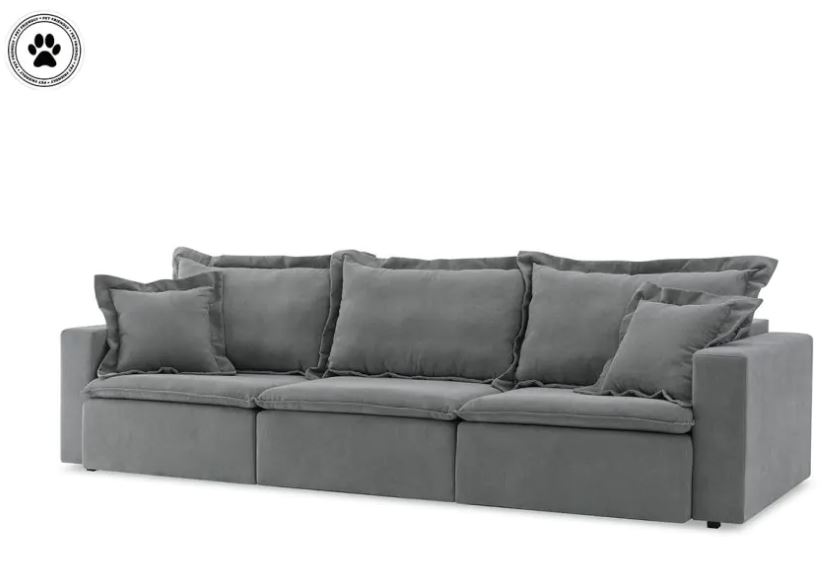 Sofá de Veludo Tecnológico Cinza: Modernidade e Limpeza Facilitada - inspiração