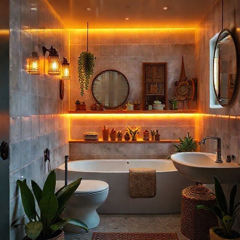 Iluminado com Fita de LED RGB para Cromoterapia no Banho - ideia