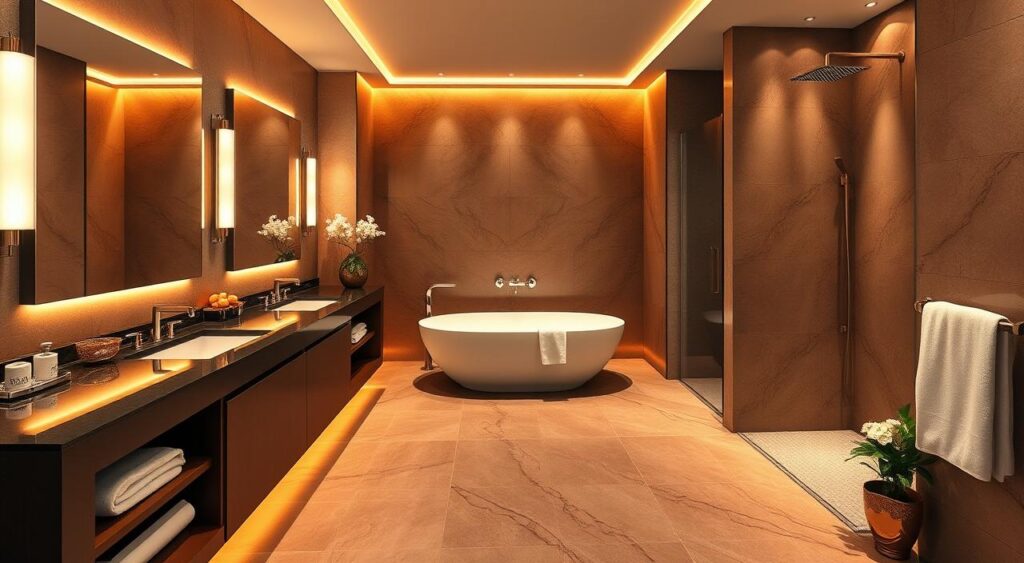 Invista em um Espelho Novo e Iluminação Aconchegante - ideia