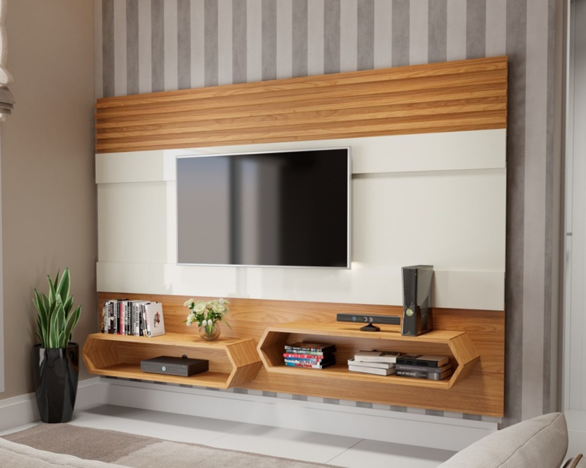 Painel de TV Laqueado Colorido: Uma Explosão de Alegria! - inspiração