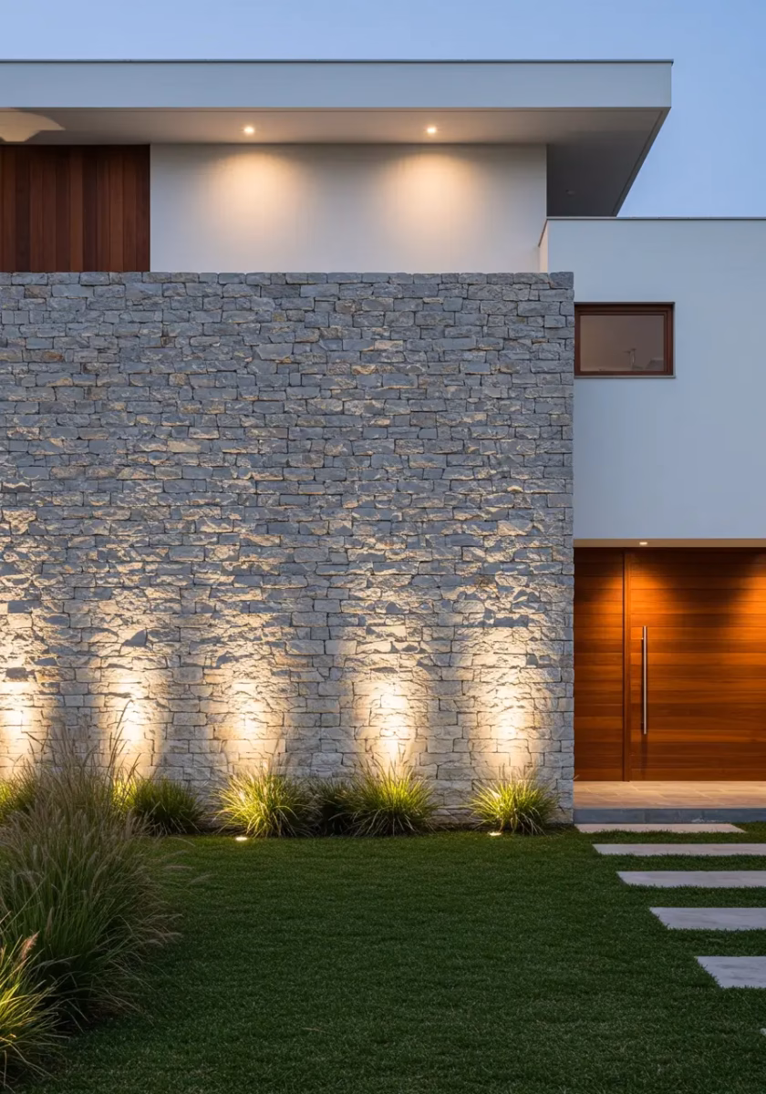 Revestimento de Muro com Filetes de Pedra: Textura e Sofisticação na Medida Certa - detalhe