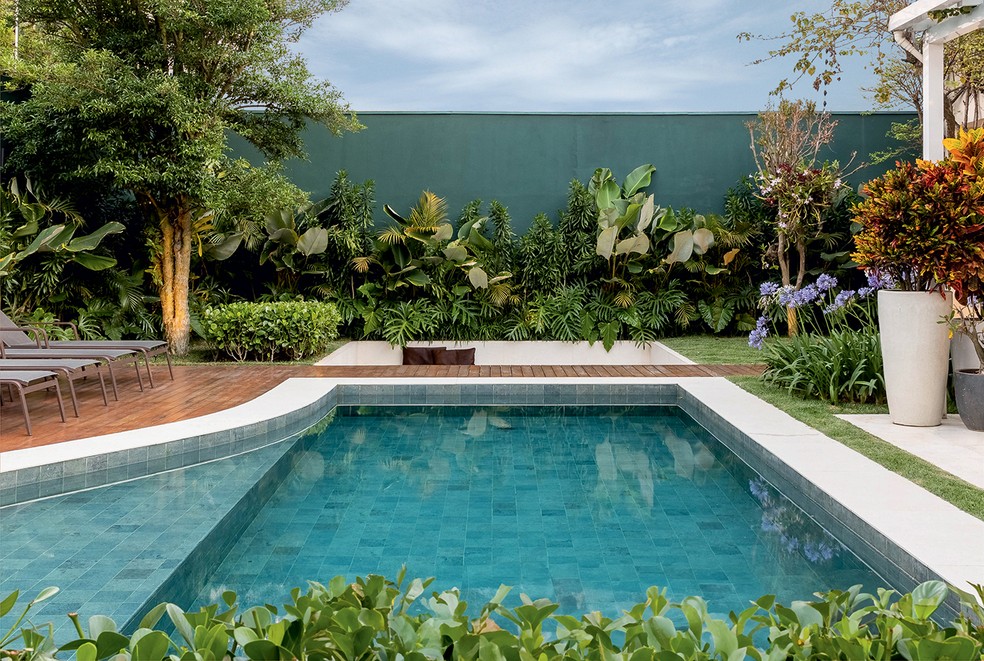 Folhagens Exuberantes: Volume e Cor Sem Sujar a Piscina - detalhe
