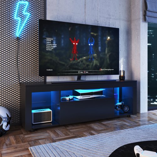 Rack para TV Suspenso com Iluminação LED: Modernidade e Sofisticação - detalhe