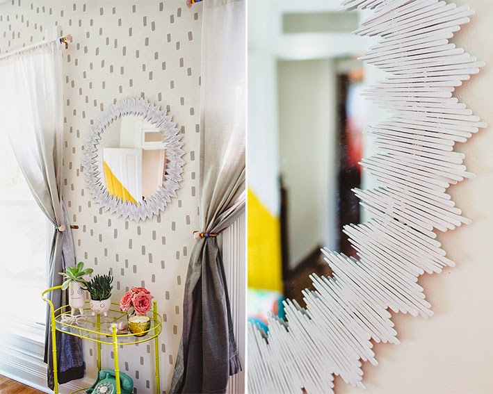 Espelho Turbinado com Moldura de Palitos de Picolé - detalhe