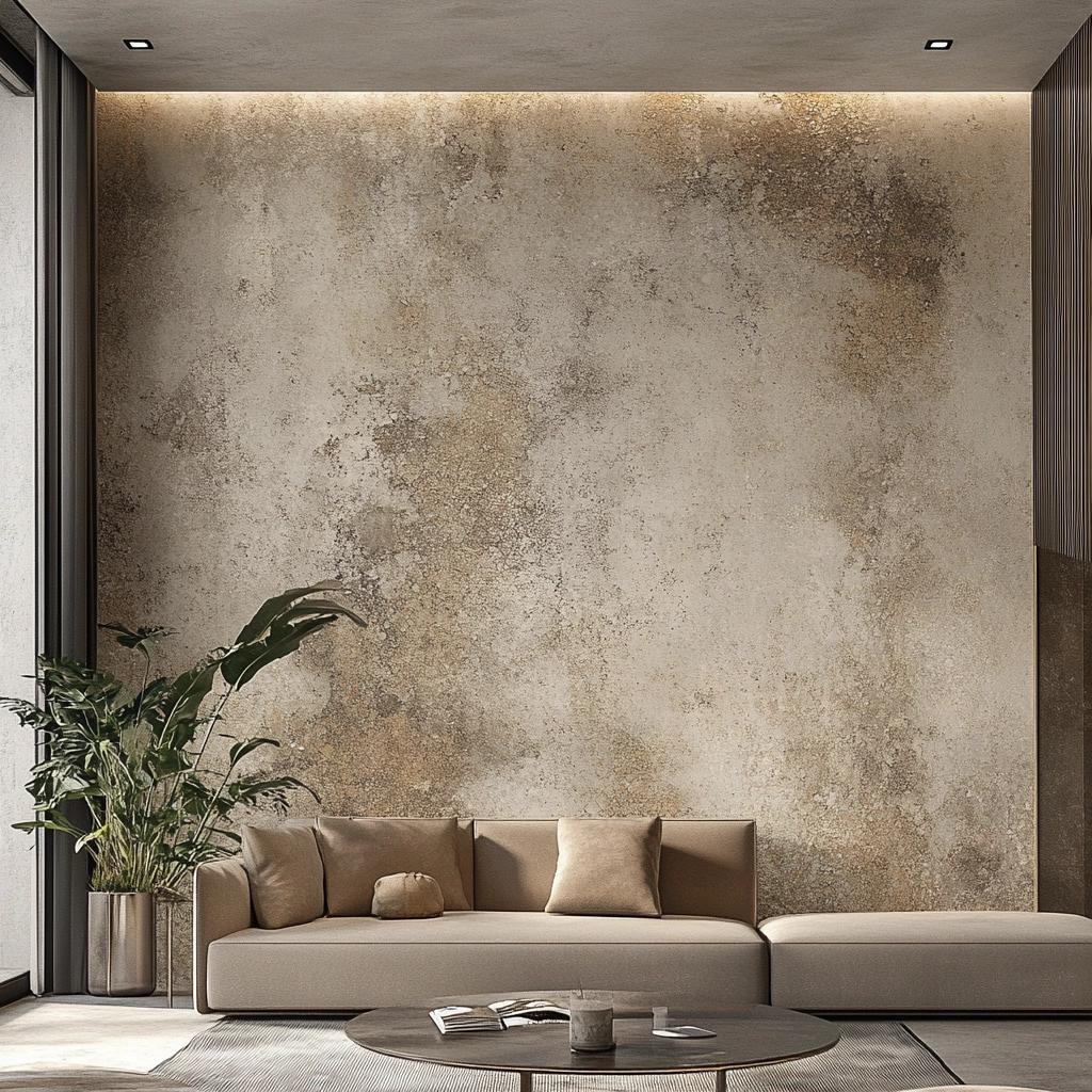 Minimalismo Chic: Sala de Estar com Textura Lisa e Cores Neutras - ideia