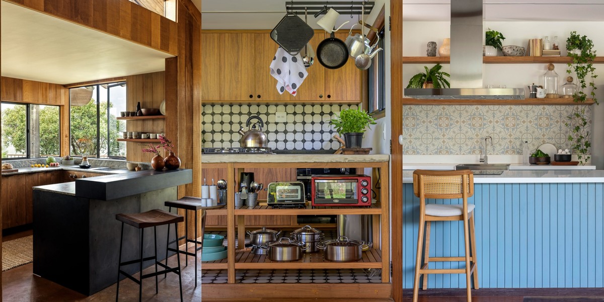 Cozinha Rústica com Texturas Naturais e Utensílios à Vista - inspiração