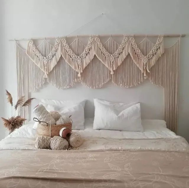 Cabeceira com Detalhes em Macramê: Um Charme Boho para Seu Refúgio - ideia
