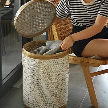 Cestos de Bambu Forrados com Tecido Floral - ideia