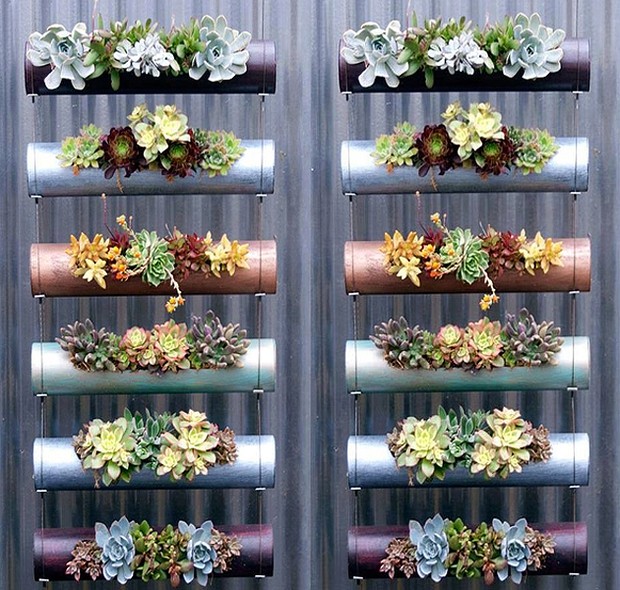 Jardim Vertical Suspenso em Canos de PVC - ideia