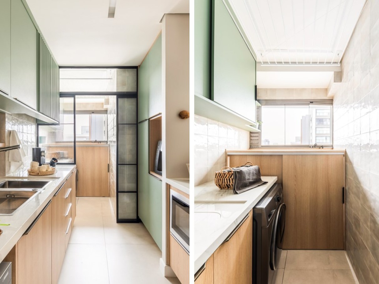 Com Portas de Correr Espelhadas: Disfarçando a Lavanderia e Ampliando o Espaço - inspiração