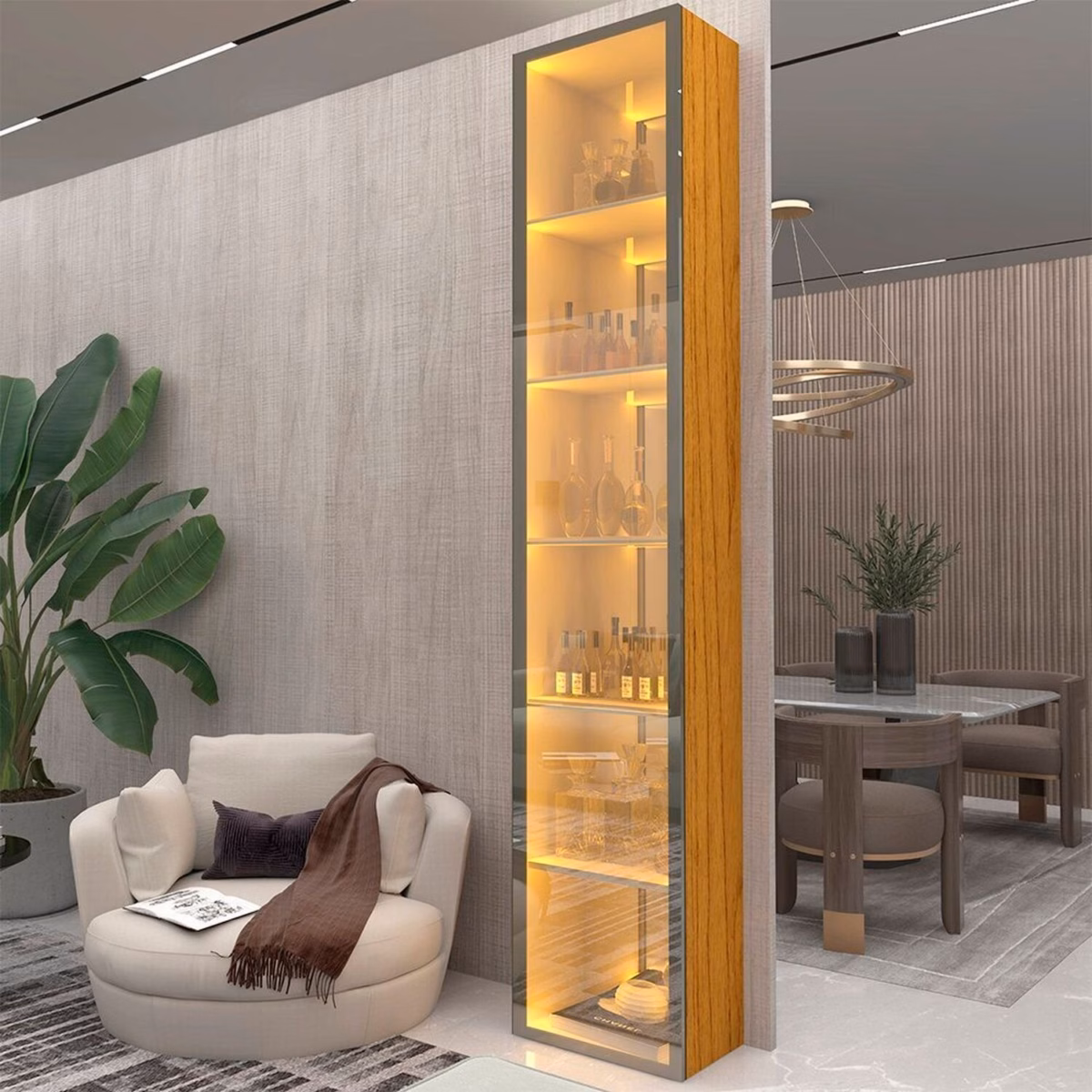 Cristaleira Minimalista em MDF com Revestimento Aveludado - inspiração