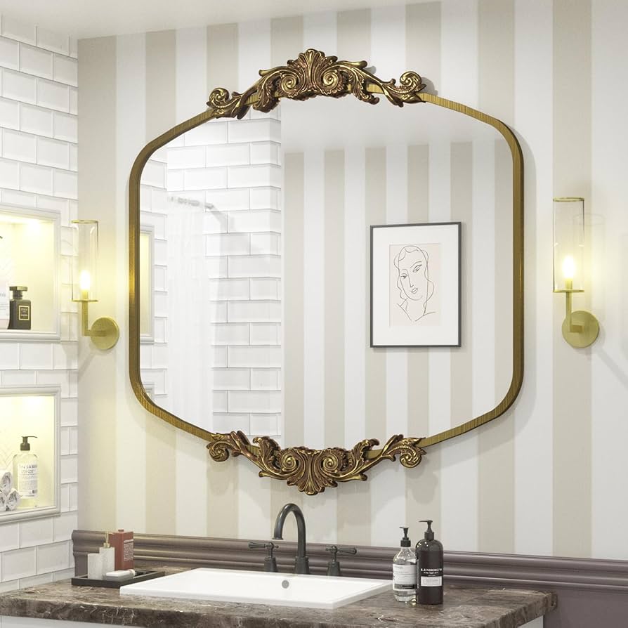 Maxi Espelho Vintage com Moldura Dourada: Glamour Retrô Instantâneo! - ideia