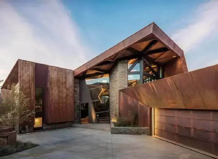 ACM com Textura Aço Corten: Um Toque Industrial e Contemporâneo - detalhe