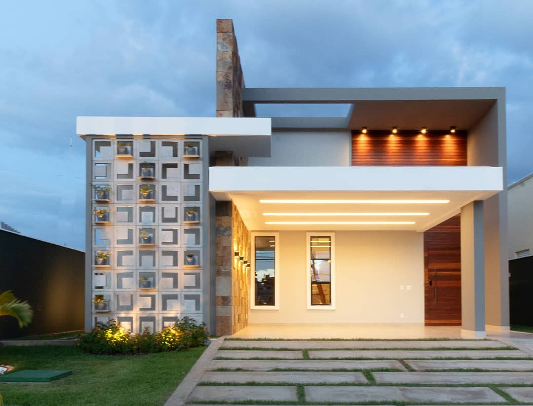 Fachada Minimalista com Cobogós - detalhe