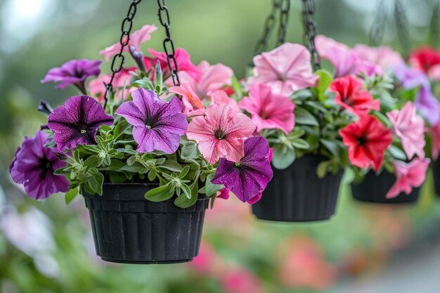 Petúnias Pendentes em Vasos de Metal Galvanizado: Modernidade Floral - inspiração