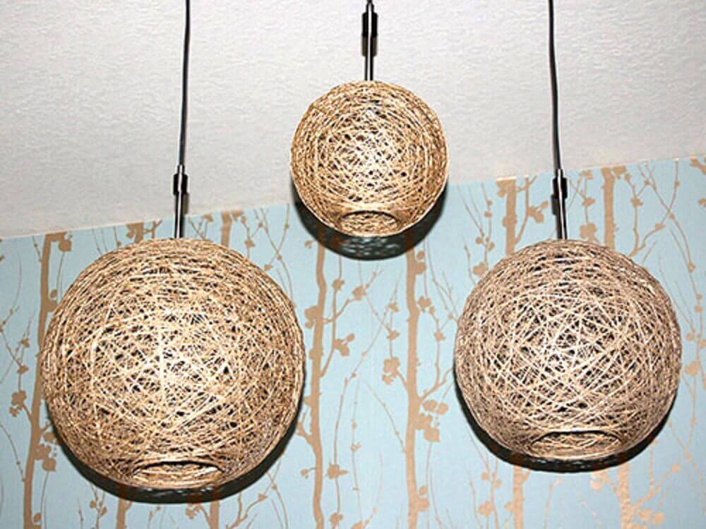 Com Luminárias de Barbante DIY - inspiração