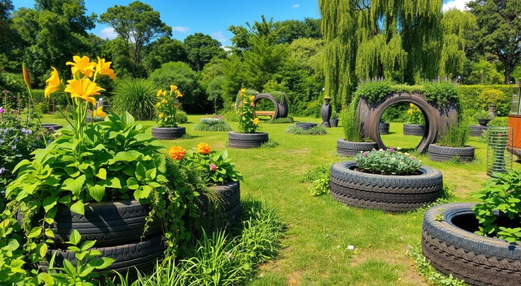 Pneus e Suculentas: Mini Jardins que Encantam - ideia