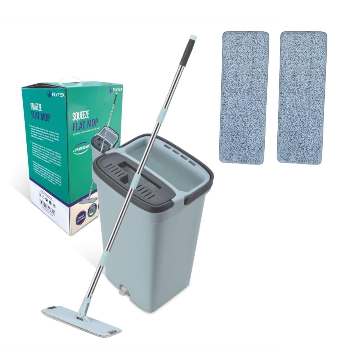 Mop Flat com Sistema Duplo: Adeus à Água Suja nas Mãos! - inspiração
