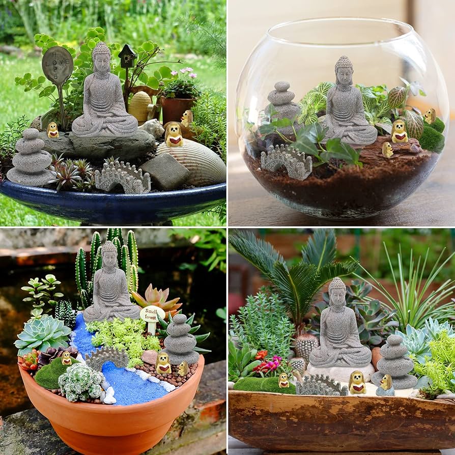 Cantinho Zen com Pedras Brancas e Miniaturas Budistas - inspiração