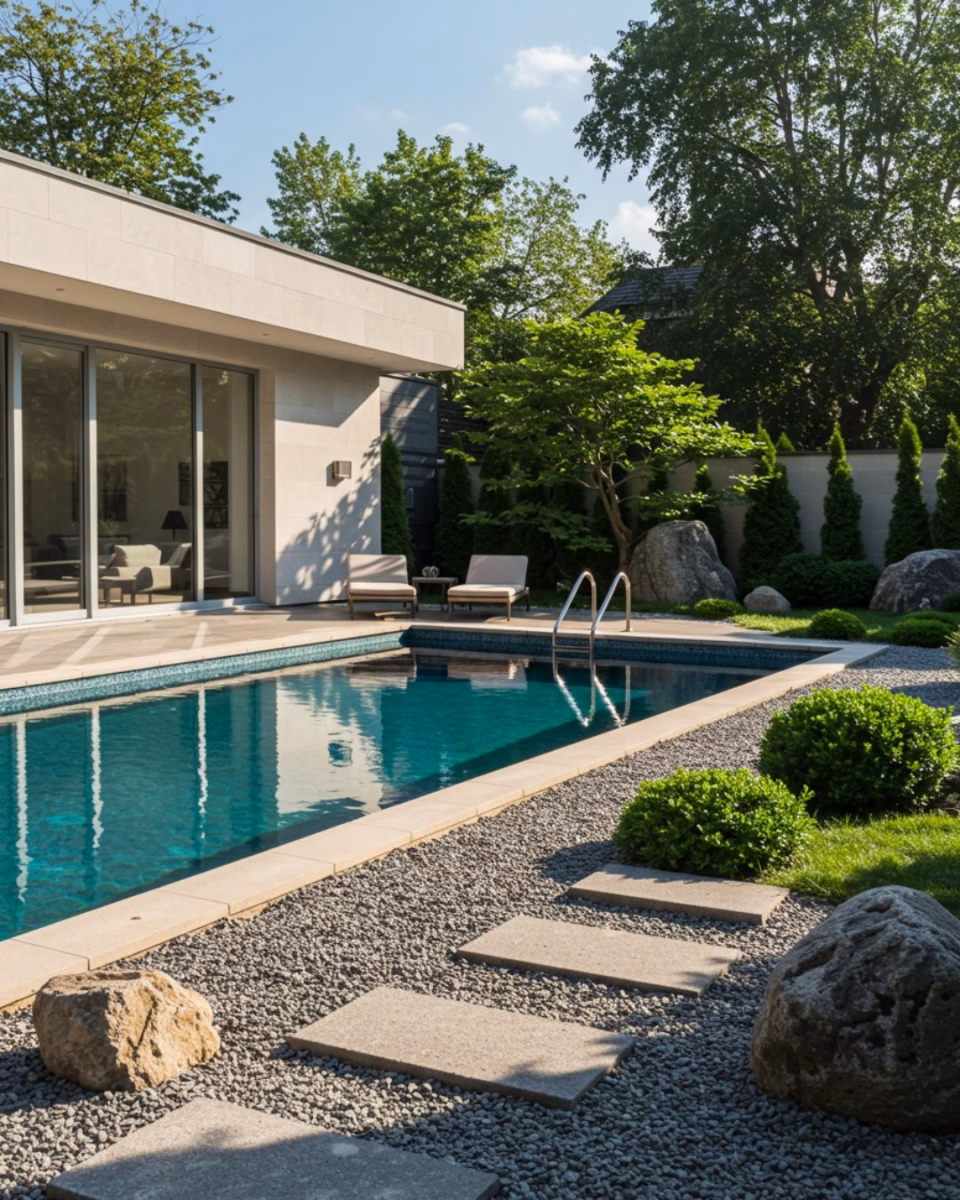 Folhagens Exuberantes: Volume e Cor Sem Sujar a Piscina - ideia