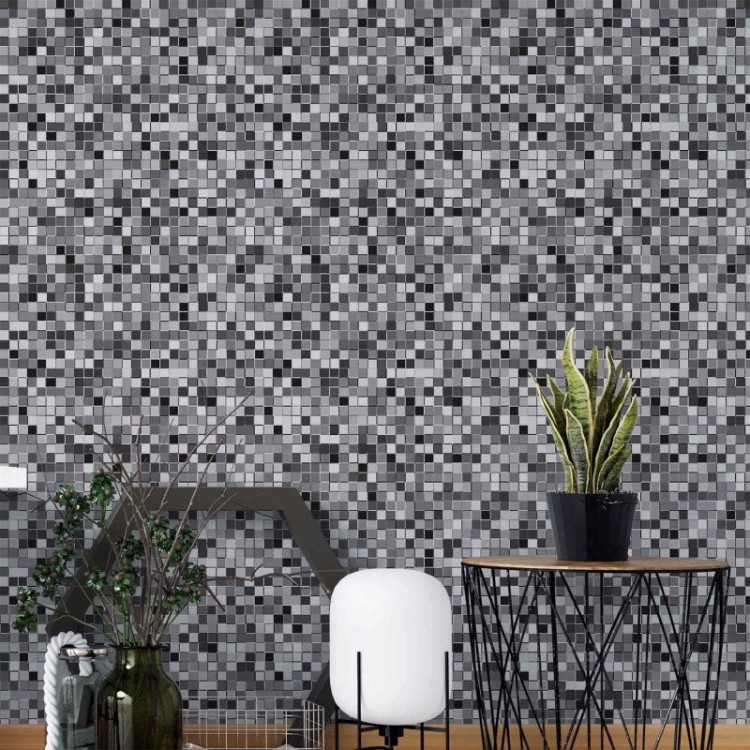 Efeito 3D com Pastilhas em Relevo na Sala de Estar - ideia