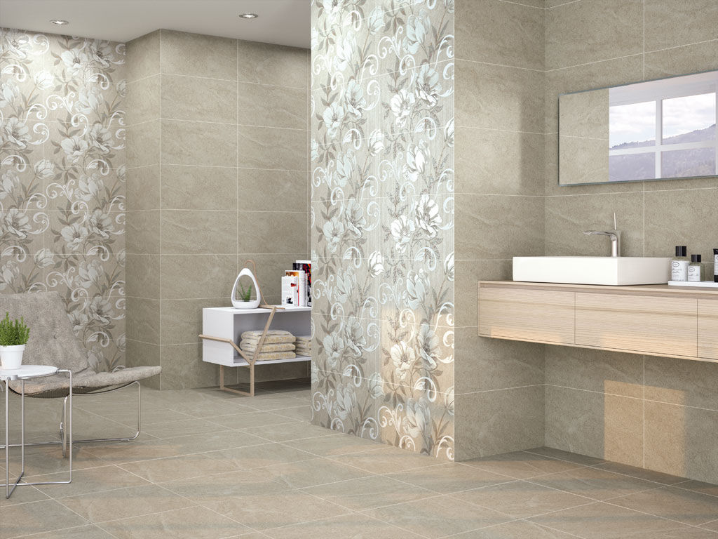 Piso de Banheiro com Cerâmica Floral: Delicadeza e Charme! - ideia