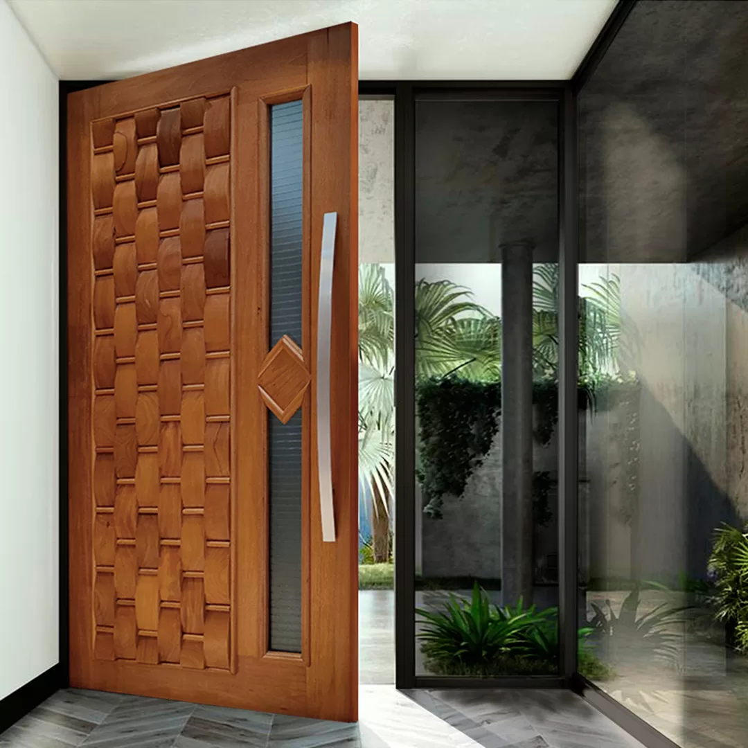 Porta com Mosaico de Madeira: Arte e Exclusividade - inspiração