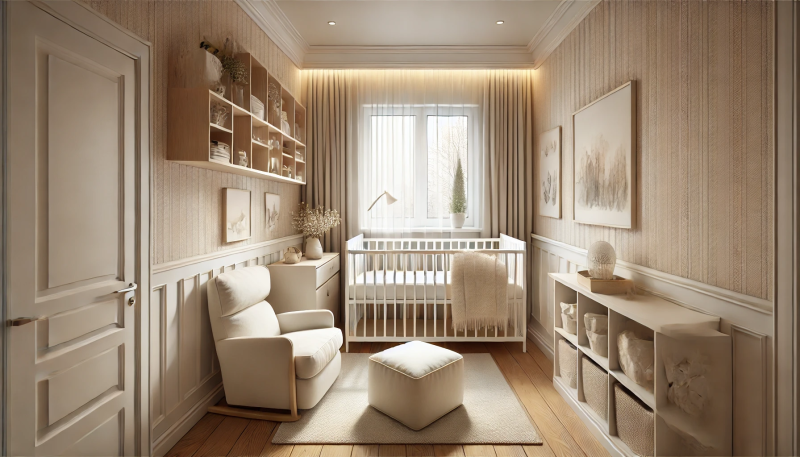 Quarto de Bebê Pequeno com Espelho para Ampliar o Espaço - ideia