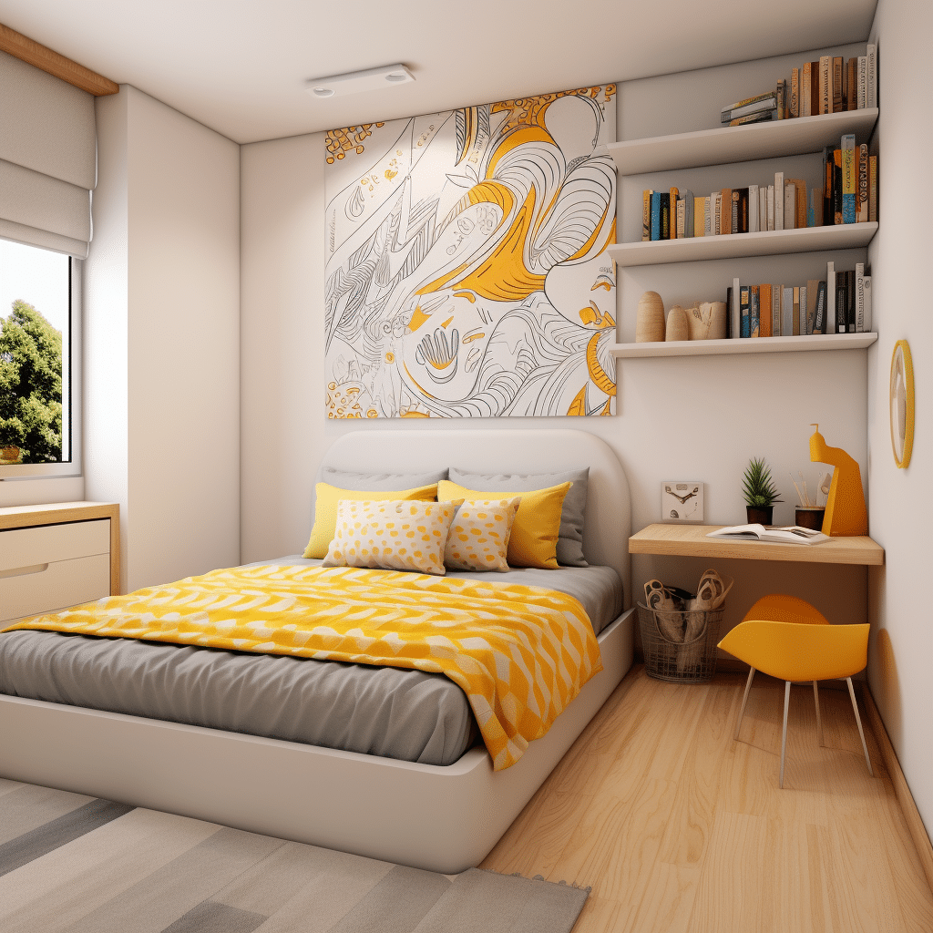 Quarto Relaxante com Cantinho de Leitura e Almofadas Confortáveis - inspiração