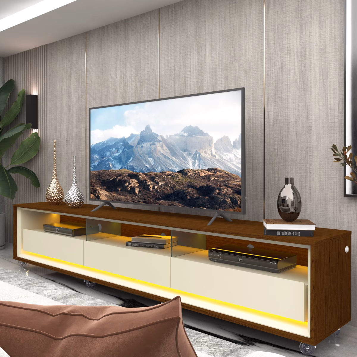 Rack para TV Suspenso com Iluminação LED: Modernidade e Sofisticação - ideia