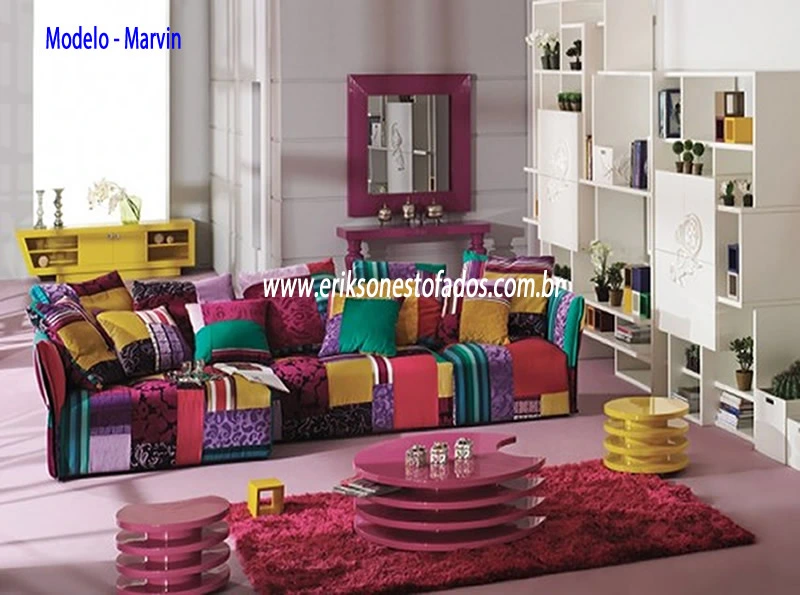Sofá Multicolorido em Patchwork: Uma Explosão de Cores e Criatividade - inspiração
