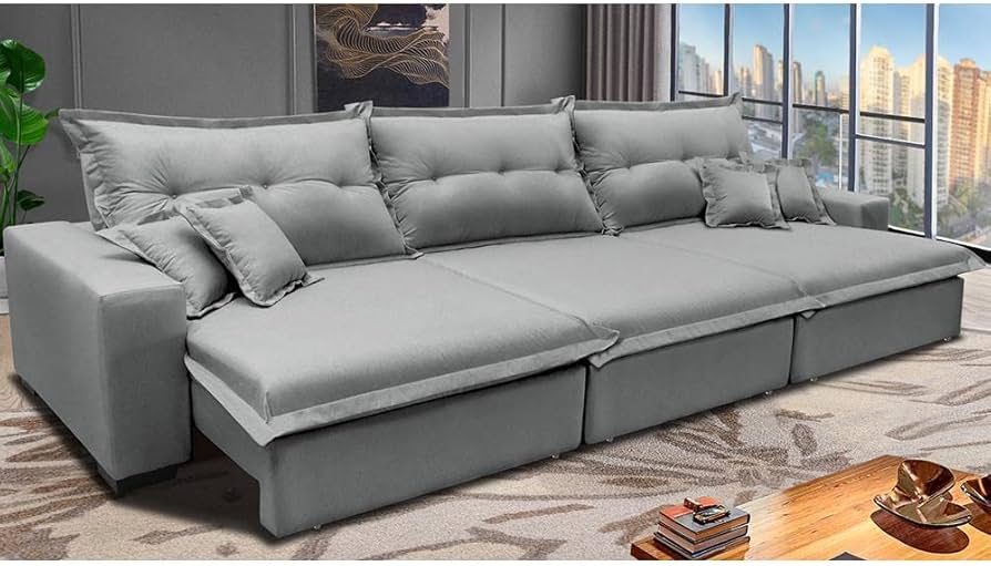 Para Famílias Modernas: Sofá Retrátil e Reclinável Modular em Tecido Resistente - inspiração