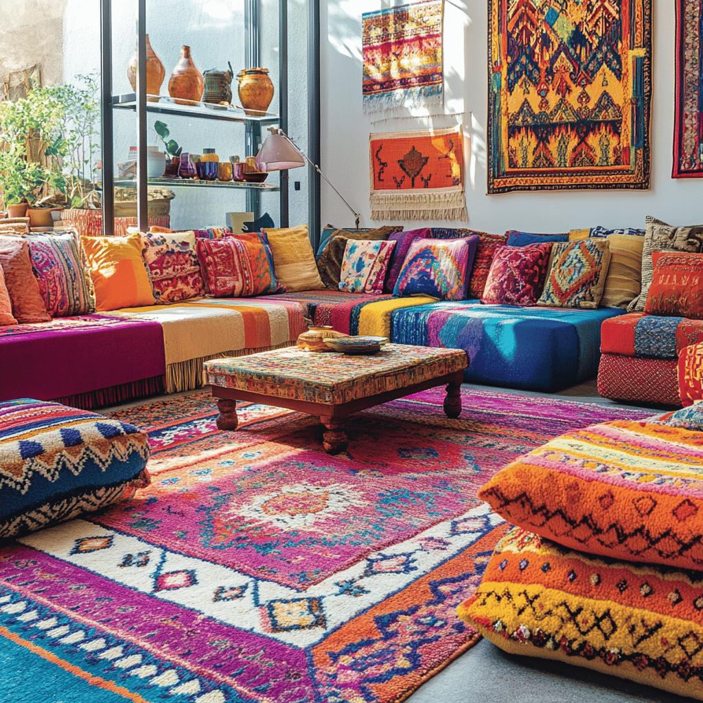 Toque de Cor: Tapete Colorido como Ponto Focal da Decoração - ideia