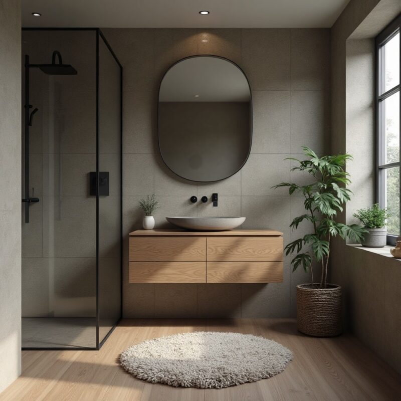 Geometria Moderna: Padrões Geométricos para um Banheiro Único - inspiração