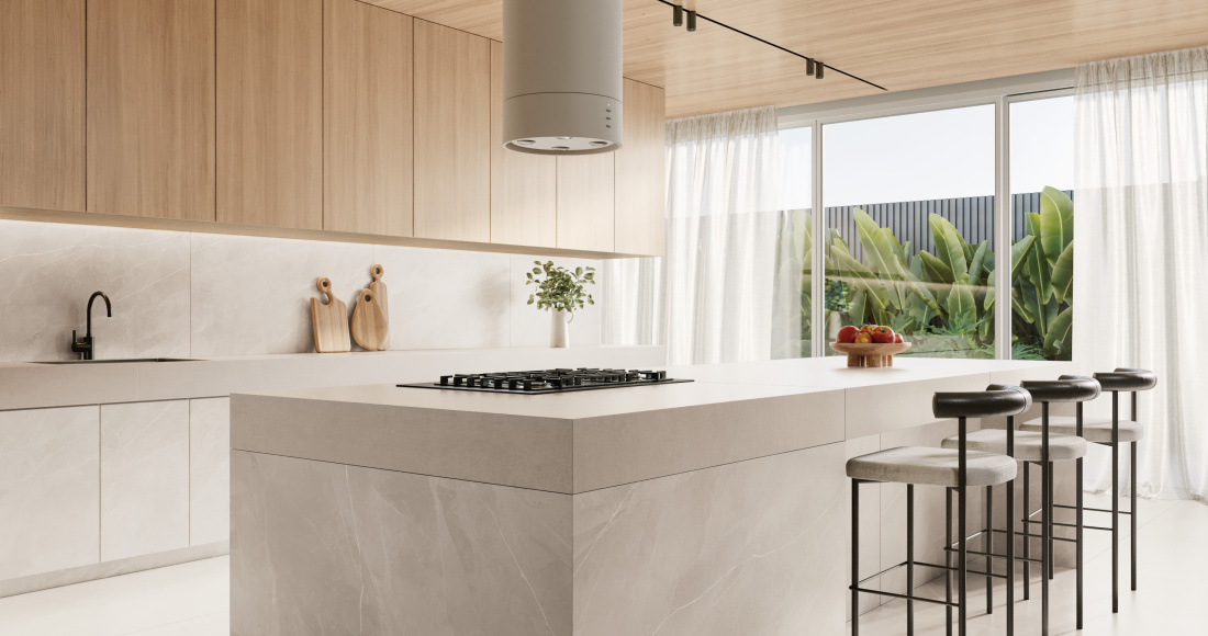 Bancada Suspensa de Porcelanato: Leveza e Modernidade - detalhe