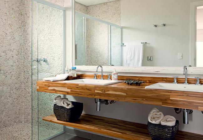 Bancada de Madeira Rústica e Cuba Esculpida - ideia