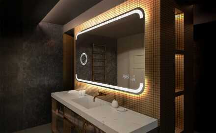 Maximizando Espaço: Banheiro com Espelho Infinito e Iluminação LED - ideia