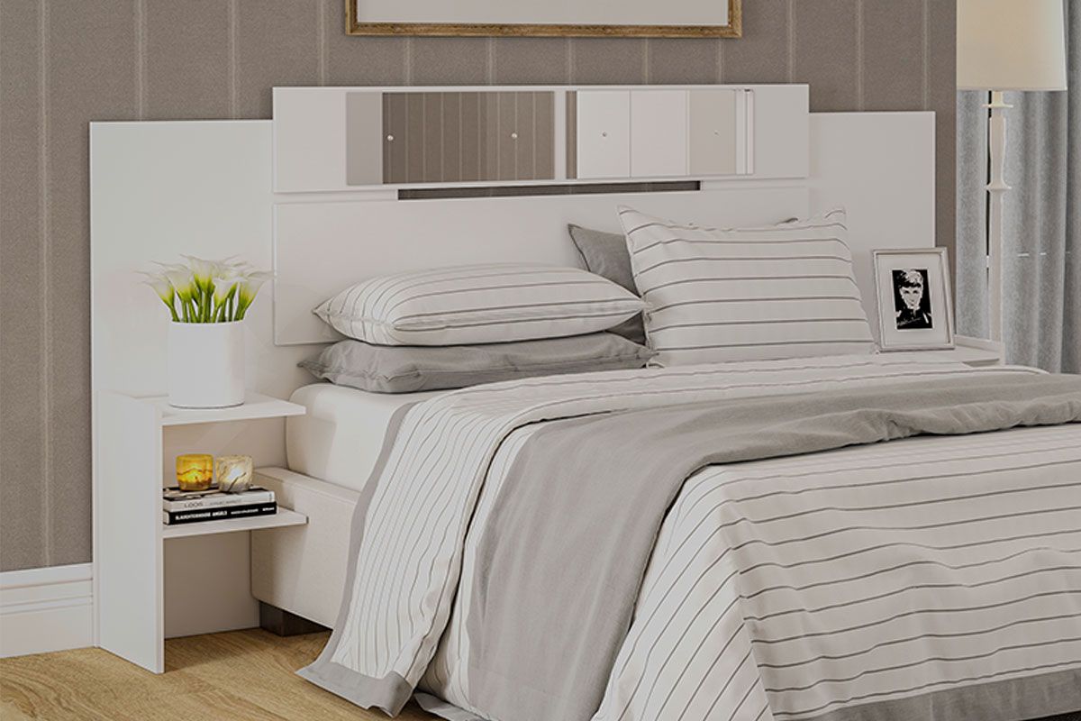 Cabeceira Elegante com Espelho - ideia